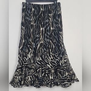 Mix Nouveau maxi skirt, gray, brown, cream and black, elastic waist,  size Med.